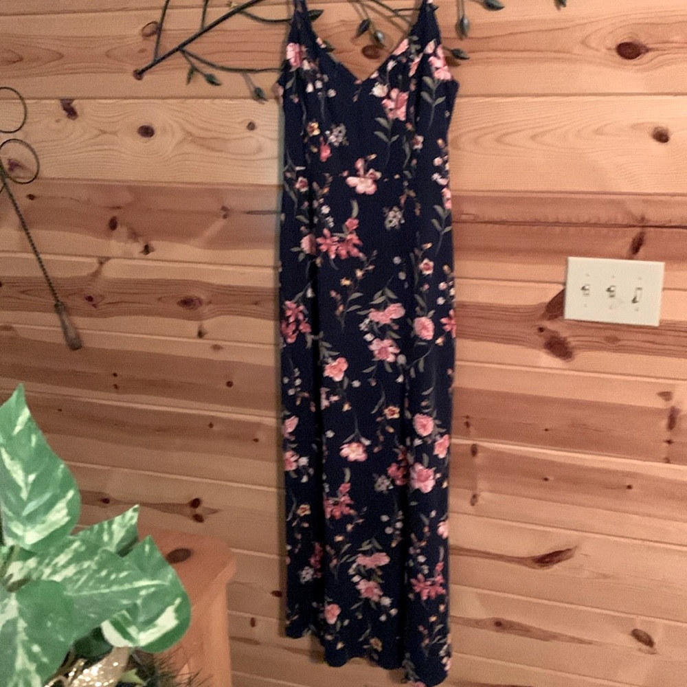 Navy Blue Print Maxi Dress
